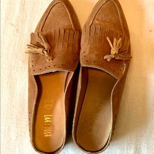 Mi.iM Studded Suede Tassel Mule Loafers - size 9